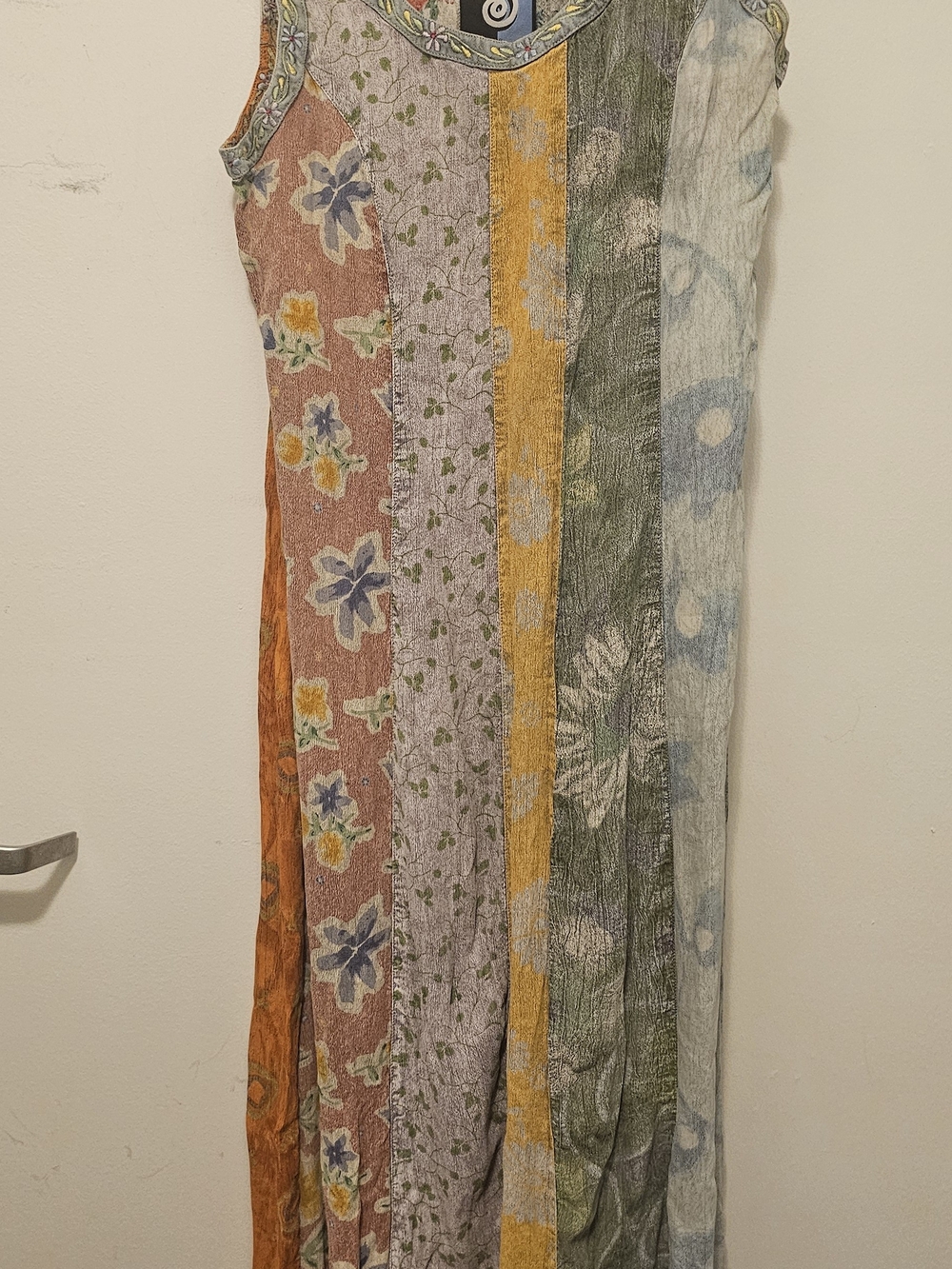 Sleeveless Patchwork Maxi Dress in Multi Floral Stripes